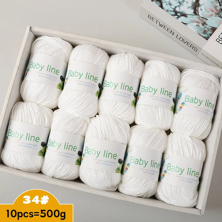 500g Soft Medium-Thick Knitting Yarn Set (10 Pieces) – Cozy Yarn for Sweaters, Hats, Scarves & Crochet Projects