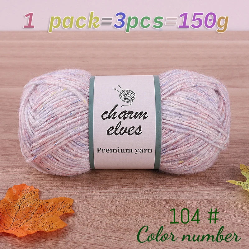 150g Colorful Dot Spray Yarn – Medium-Thick Cotton Yarn for Hand-Knitting (3 Pcs / Pack)