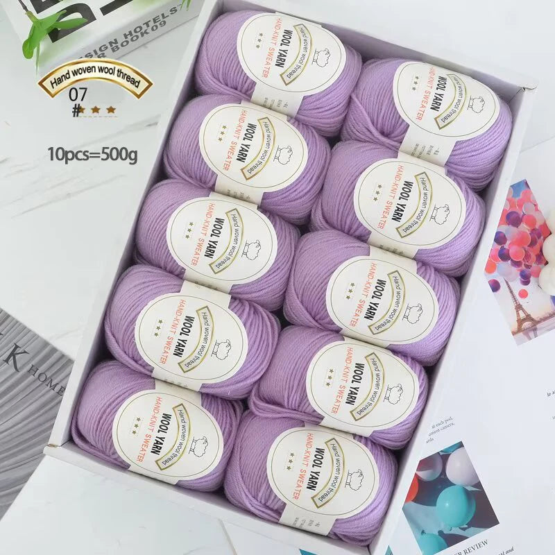 500g 2112 Medium-Fine Wool Yarn – Soft DIY Knitting Yarn for Sweaters, Jackets, Scarves, Hats & Handmade Crafts (10pcs Bag)