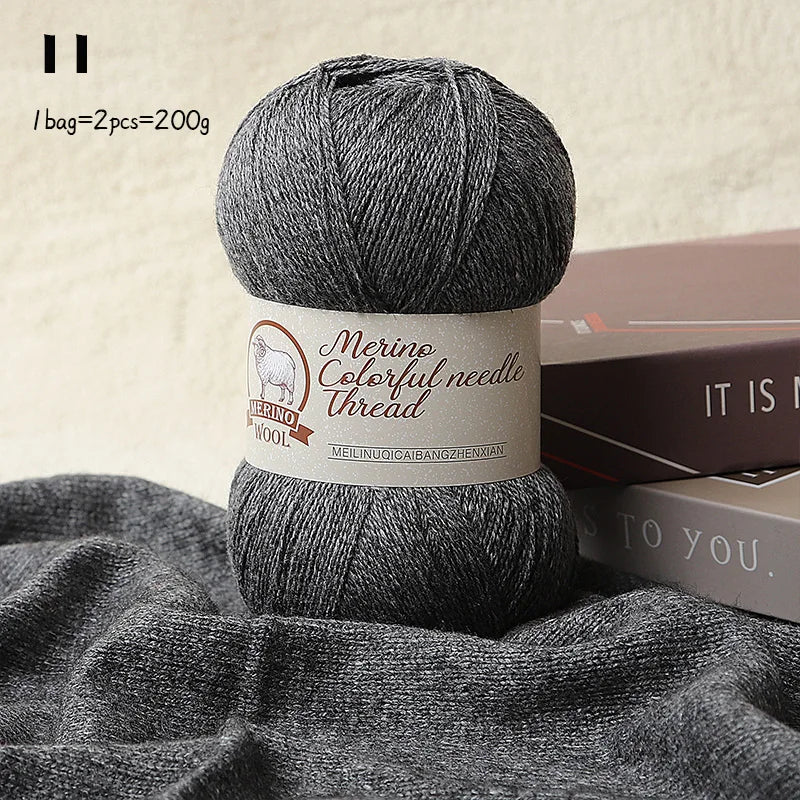Solid Color Medium-Thick Cashmere Blend Yarn – Soft Luxury Yarn for Sweaters, Scarves & Handmade Crafts