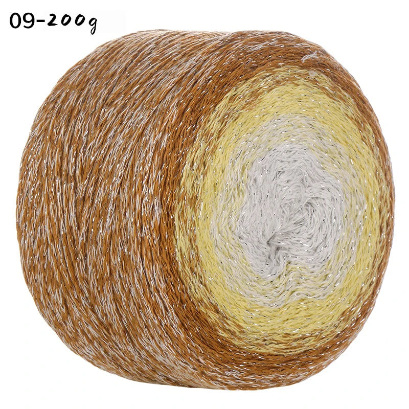200g Shiny Gradient Silver Yarn – Large Skein Hollow Knitting Yarn for Bags, Hats & DIY Crafts