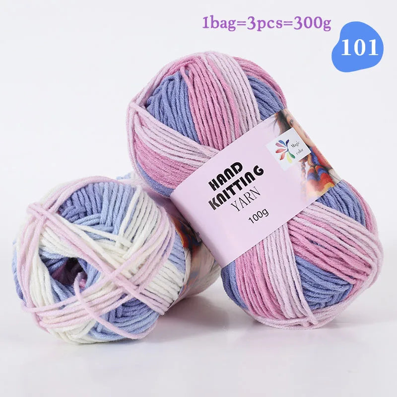 High-Quality 7-Strand Gradient Yarn – Medium-Thick Multi-Colored Yarn for Sweaters, Hats, Scarves & DIY Crafts