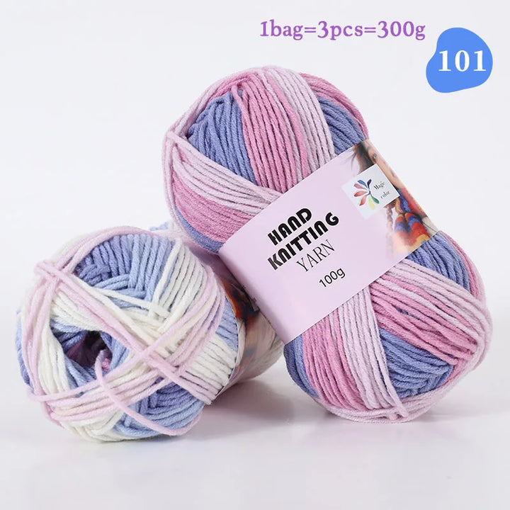 High-Quality 7-Strand Gradient Yarn – Medium-Thick Multi-Colored Yarn for Sweaters, Hats, Scarves & DIY Crafts
