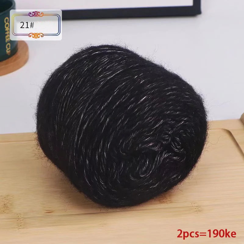 190g Rainbow Gradient Mohair Yarn – Long Section Dyed Spray Yarn for Sweaters, Shawls & Scarves (2 Pieces/Pack)