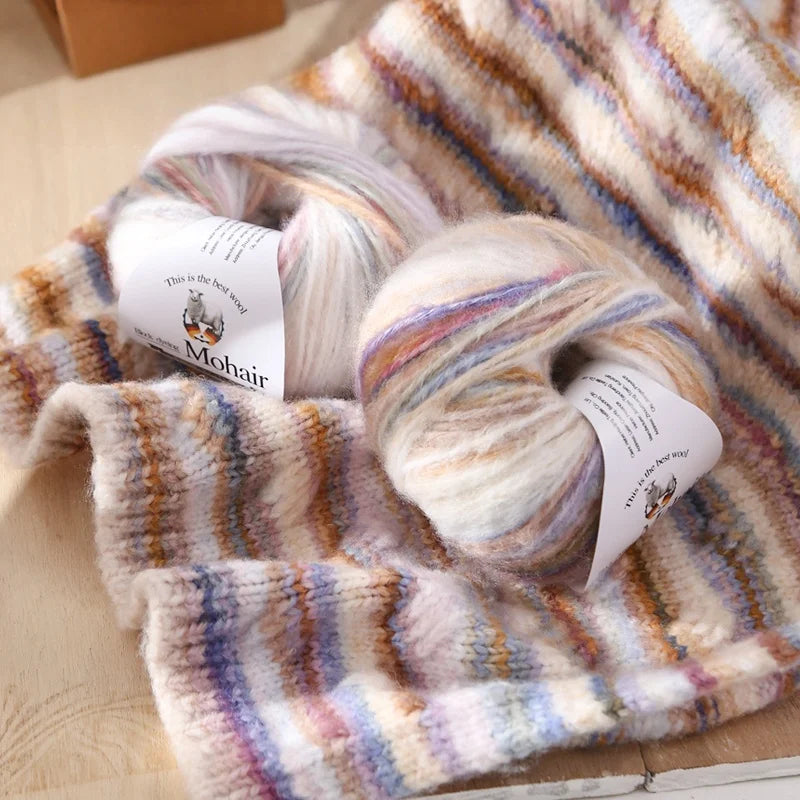 Gradient Zebra Pattern Yarn Balls (6 Pack / 300g) – Colorful Knitting Yarn for Sweaters, Shawls, Scarves & DIY Crafts