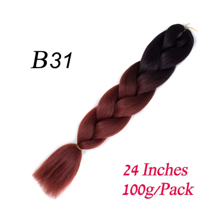 24 Inch Pre-Stretched Jumbo Braiding Hair – Synthetic Kanekalon Extensions for African Braids (100g) 444
