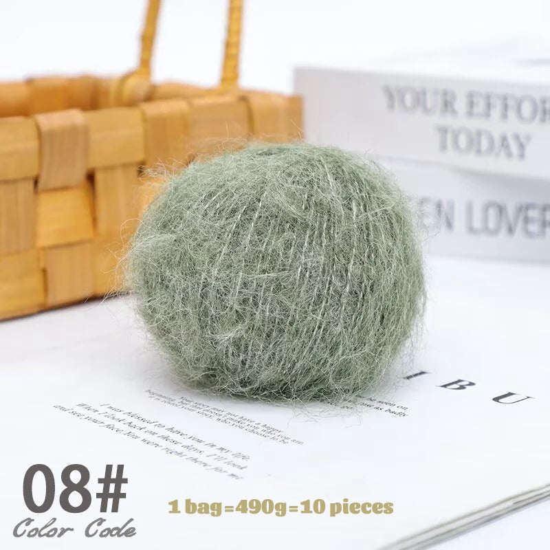 250g Long-Haired Mohair Yarn – Soft Fluffy Knitting Yarn for Sweaters, Scarves & Coats (10 Pieces/Bag)