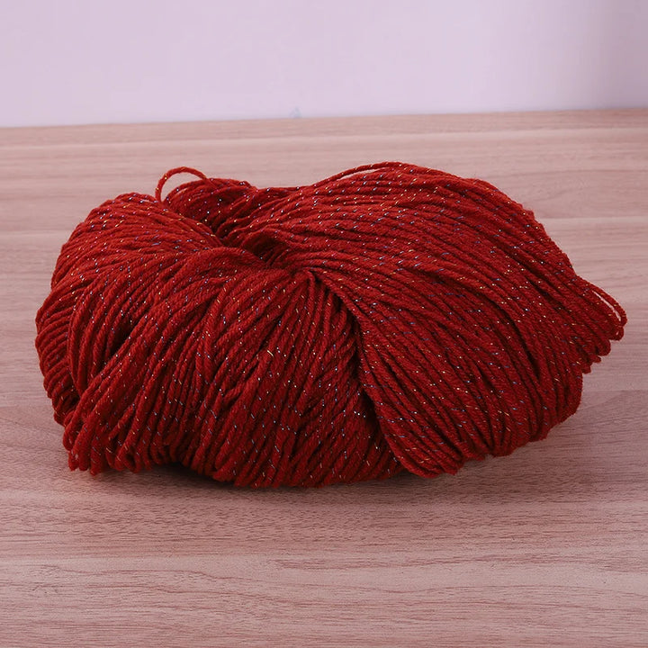 190g Colorful Gold Silk Acrylic Yarn – Medium Thick Shiny DIY Weaving Yarn