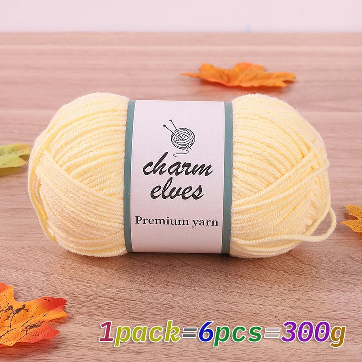 300g Multi-Color Acrylic Milk Yarn – Soft & Strong Knitting Yarn Balls (6 Pieces/Pack)