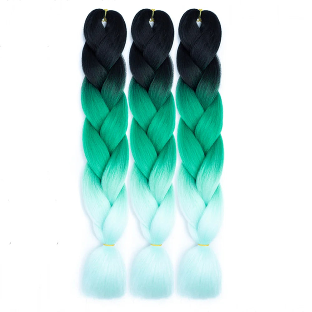 3 Packs 24 Inch Rainbow Braiding Hair Extensions – Ombre Synthetic Jumbo Braid Hair for Crochet Braids (Rose Red)
