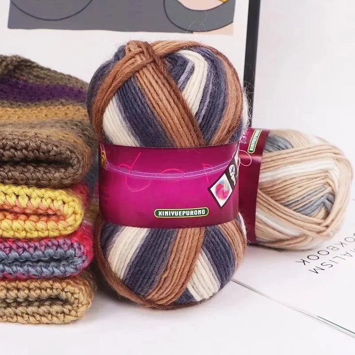 300g Gradient Long-Section Dyed Wool Yarn Set (3 Pieces) – Soft Hand-Knitting Yarn for Sweaters, Shawls, Hats & Scarves