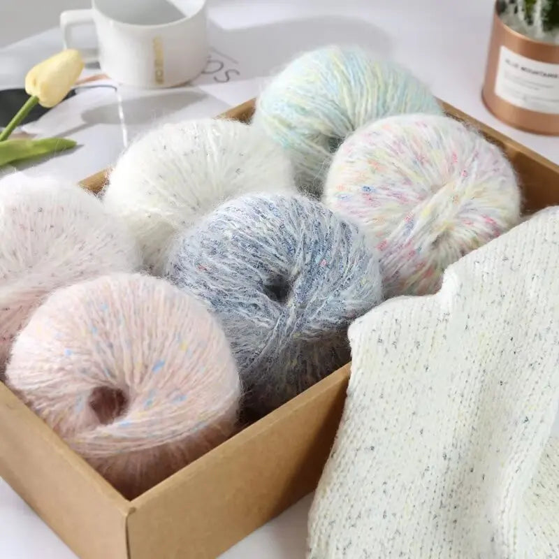 150g Colorful Dot Alpaca Mohair Yarn (3 Pieces) – Gradient Rainbow Knitting Yarn for Sweaters, Shawls, Hats & Scarves