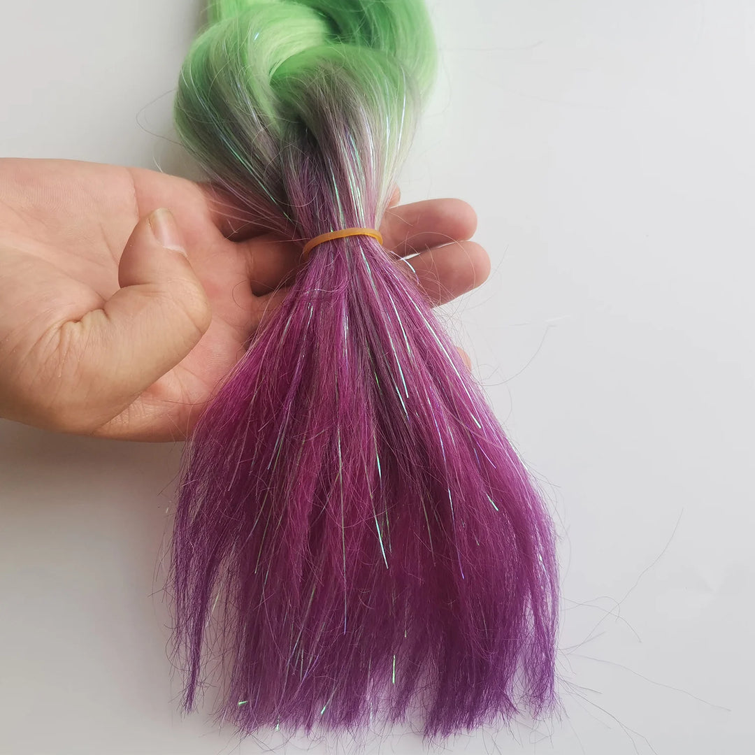 Colored Jumbo Braiding Hair with Mixed Tinsels – 24 Inch Ombre Braids, 4-Tone Synthetic Hair for Festivals & Raves (Girls & Kids)