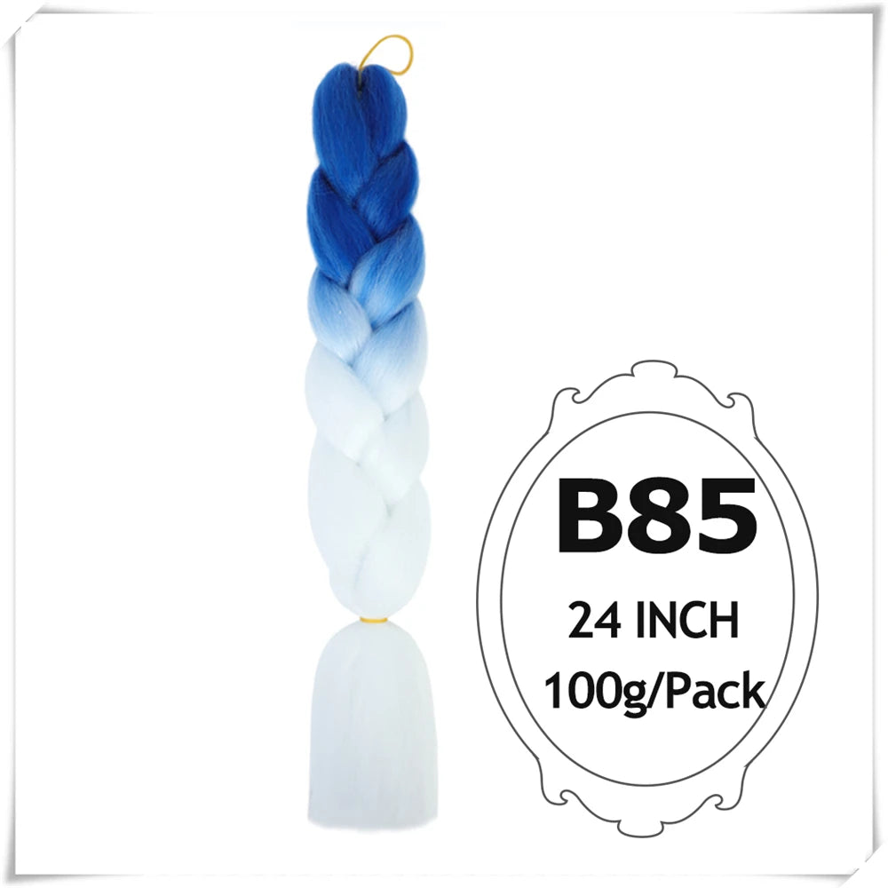 Pre-Stretched Jumbo Braiding Hair – 24 Inch Ombre Purple Synthetic Crochet Extensions for Women