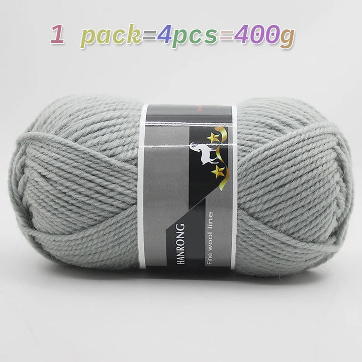 400g Thick Alpaca Wool Yarn – Chunky Knitting Yarn for Sweaters, Scarves, Hats & Coats (4 Skeins Pack)