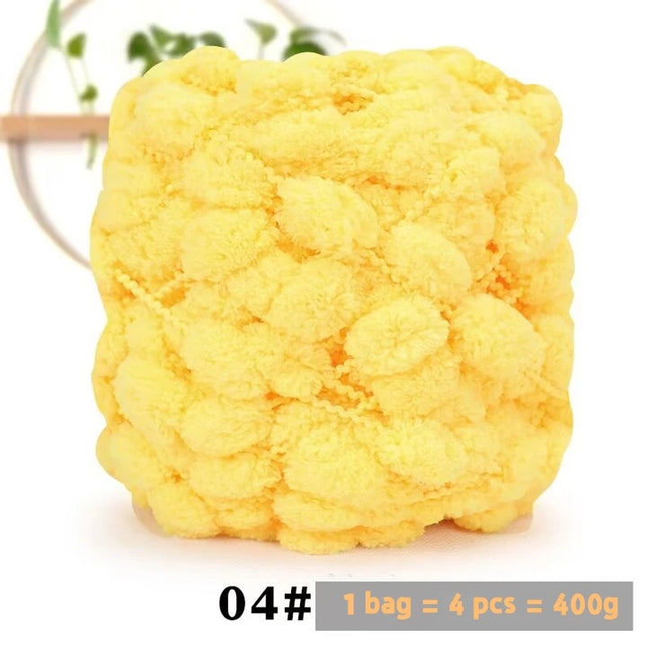 Super Soft Bean Yarn – Plush Polyester Chunky Yarn for Blankets, Cushions, Hats & DIY Crafts (400g, 4pcs Pack)