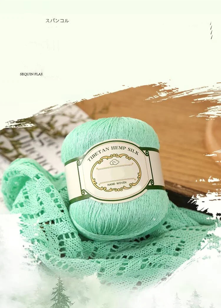 200g Cotton Linen Lace Sequin Yarn – Handwoven Crochet Yarn for Summer Shawls & Hats