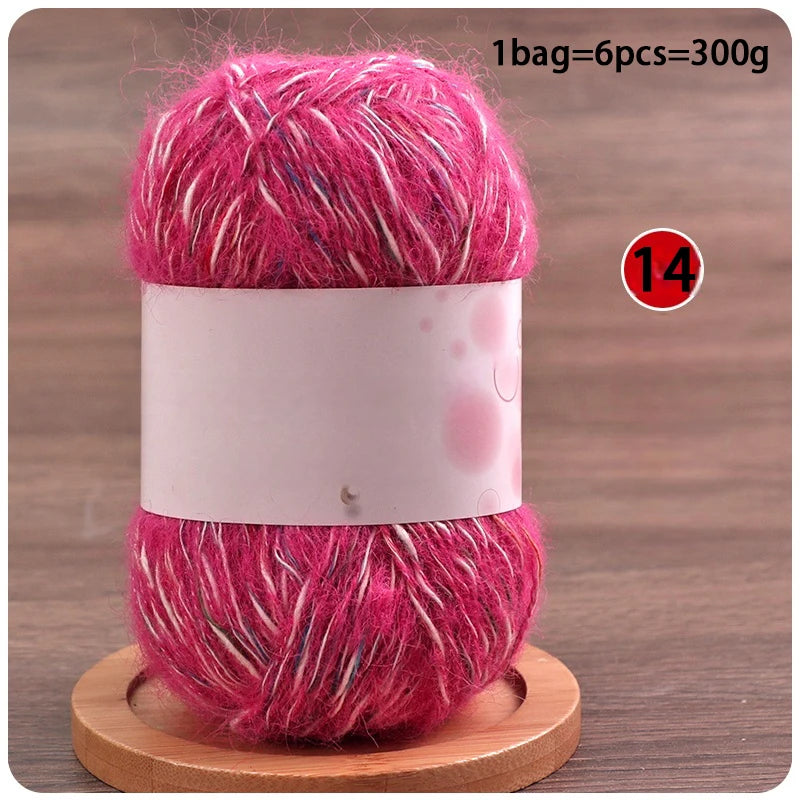 Mixed-Color Long-Haired Mohair Yarn – Fashionable Fluffy Knitting Yarn for Sweaters & Crafts