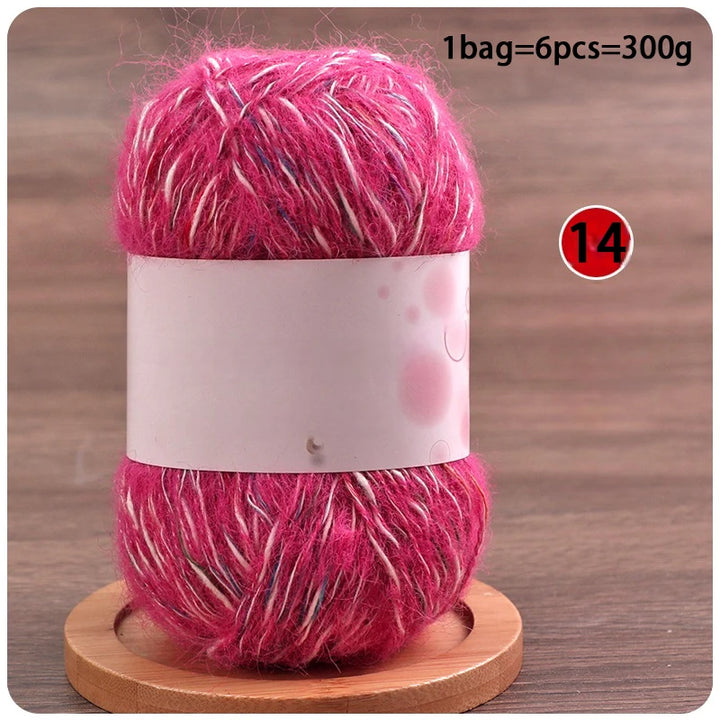 Mixed-Color Long-Haired Mohair Yarn – Fashionable Fluffy Knitting Yarn for Sweaters & Crafts