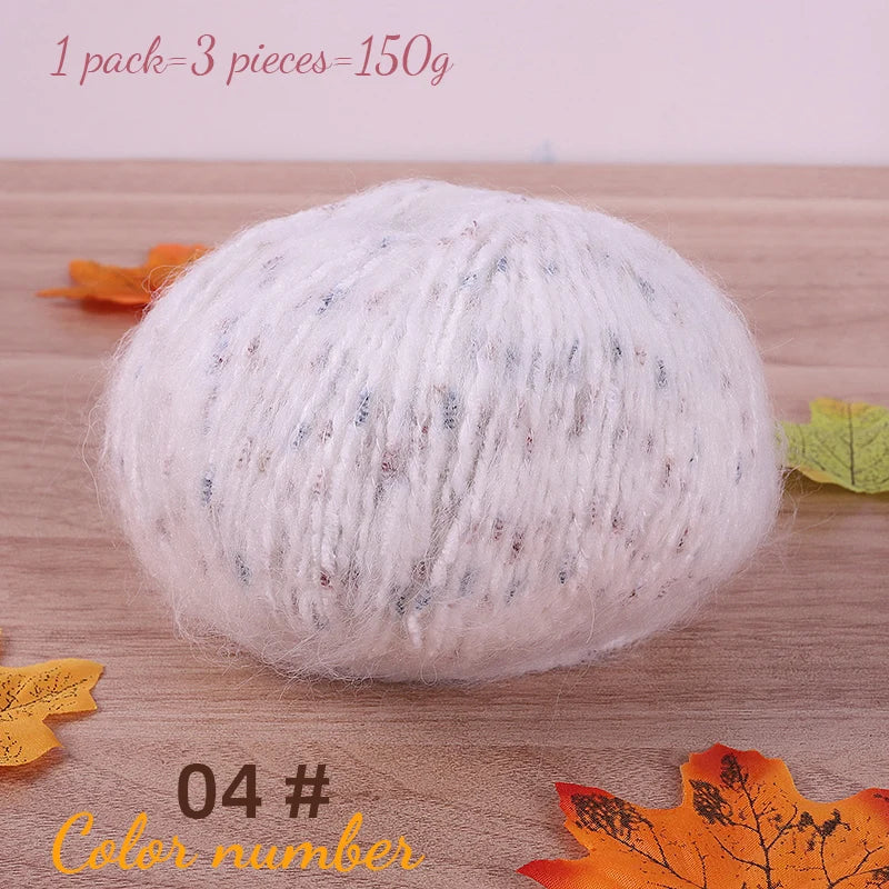 150g Colorful Dot Alpaca Mohair Yarn (3 Pieces) – Gradient Rainbow Knitting Yarn for Sweaters, Shawls, Hats & Scarves