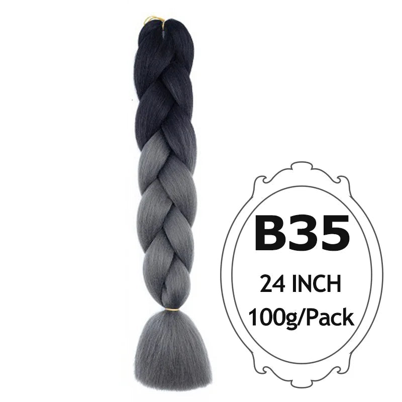 24" Pink Jumbo Braiding Hair – Yaki Texture Synthetic Bulk Extensions (Purple/Red/Green Options)