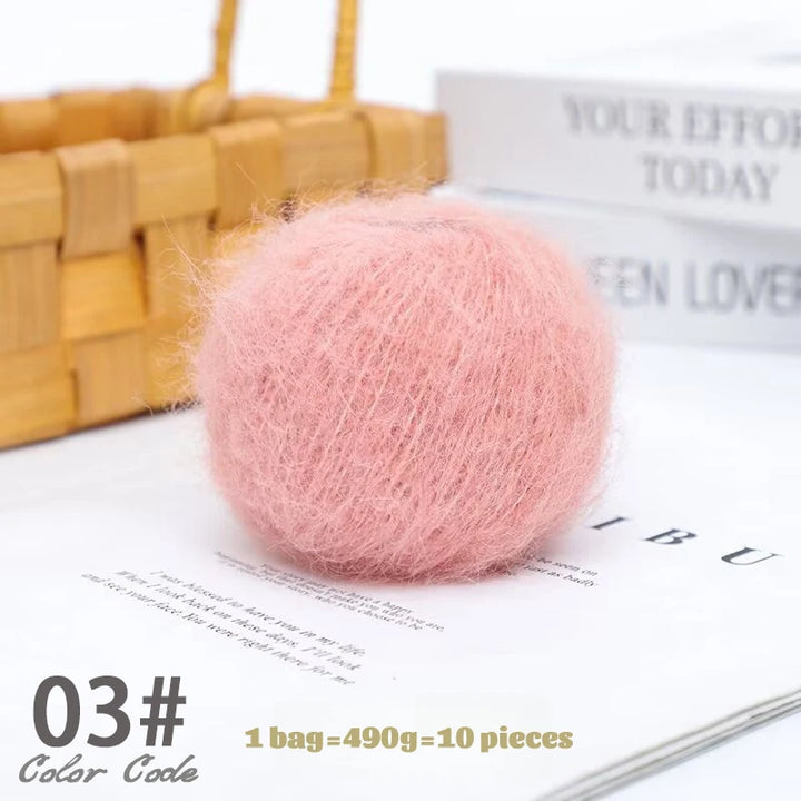 250g Long-Haired Mohair Yarn – Soft Fluffy Knitting Yarn for Sweaters, Scarves & Coats (10 Pieces/Bag)