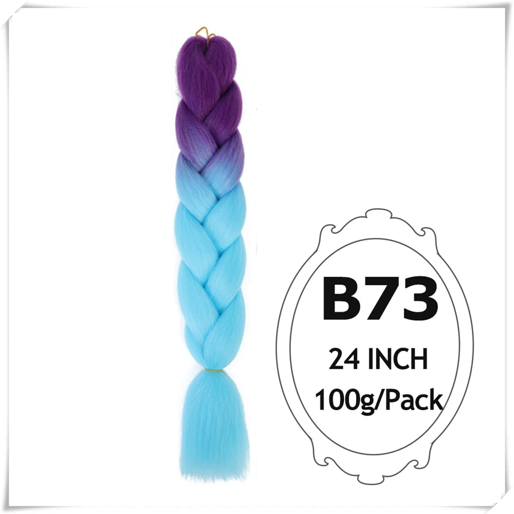 Pre-Stretched Jumbo Braiding Hair – 24 Inch Ombre Purple Synthetic Crochet Extensions for Women