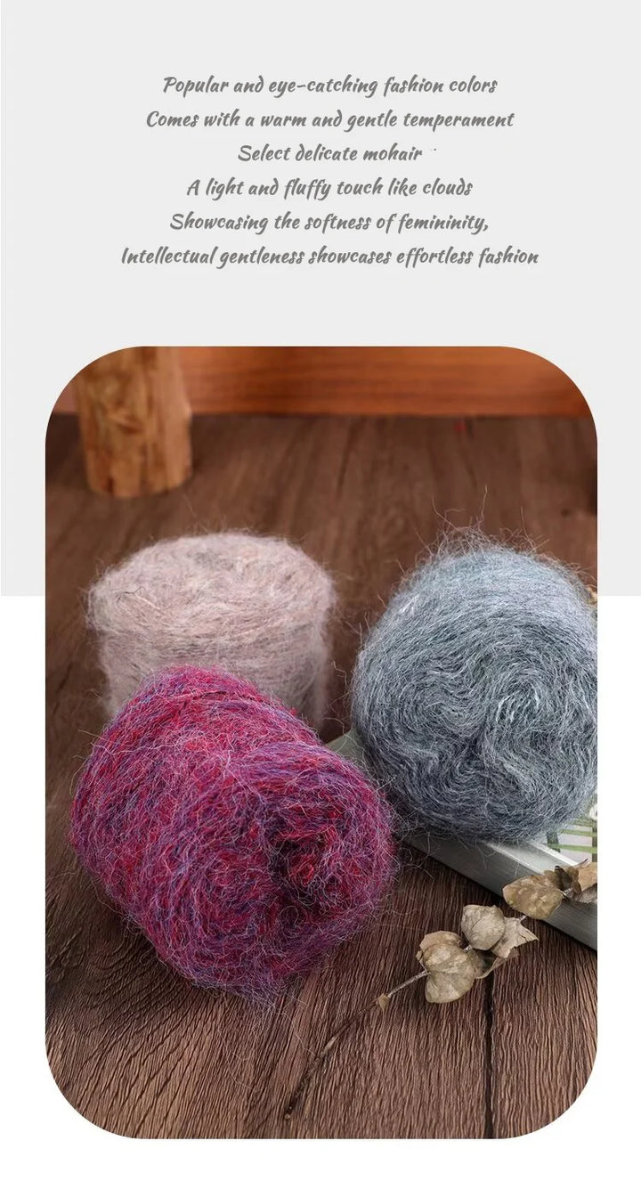 300g Long Wool & Mohair Yarn – Soft Fluffy Knitting Yarn for Sweaters, Shawls & Fashion Wear (6 Pieces/Bag)
