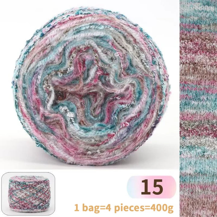 400g Rainbow Oil Painting Gradient Wool Yarn (4 Balls) – Long Color Gradient Yarn for Sweaters, Hats & Scarves