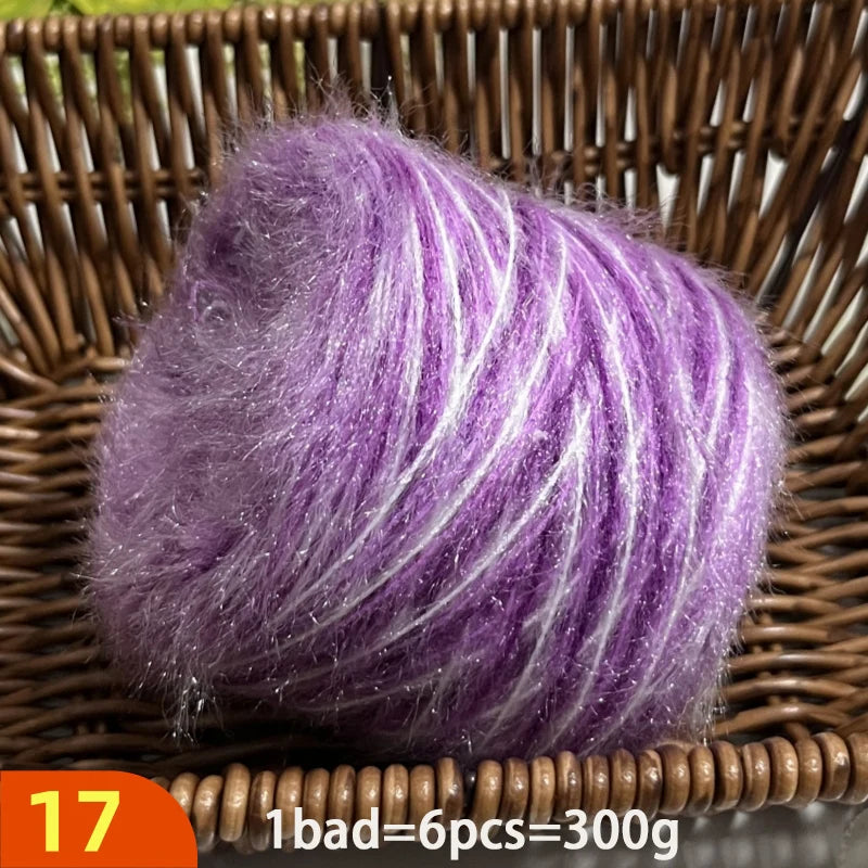 300g Soft Long-Haired Yarn Set – 6-Piece Fluffy Yarn for Knitting & DIY Projects