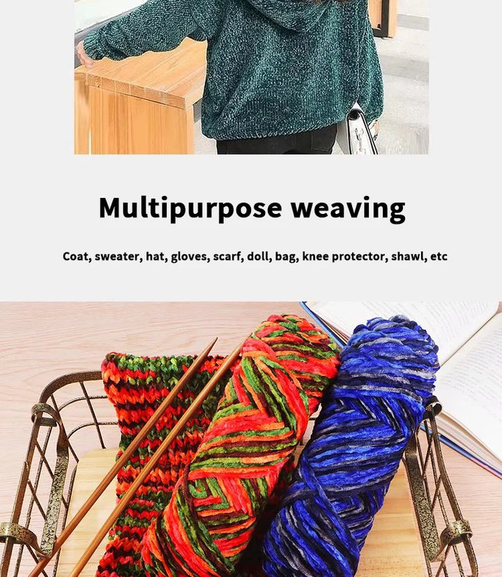 450g Chenille Warm Velvet Ice Yarn – Soft Thick Knitting Yarn for Sweaters, Scarves & Blankets (5 Pcs/Pack)