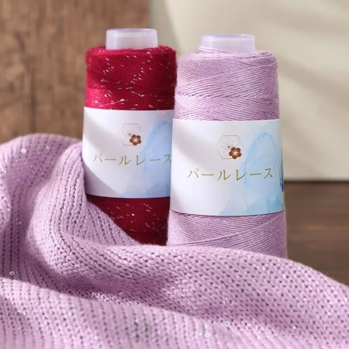 150g Bamboo Fiber & Linen Yarn with Sequins (3 Pieces) – Medium-Fine Yarn for Sweaters, Hats, Gloves & DIY Crafts