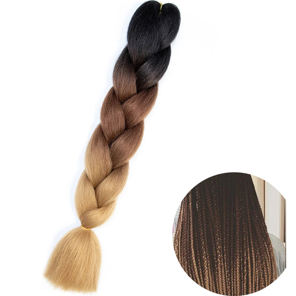 24” Synthetic Yaki Braids – Kanekalon Ombre Jumbo Braiding Hair Extensions 22