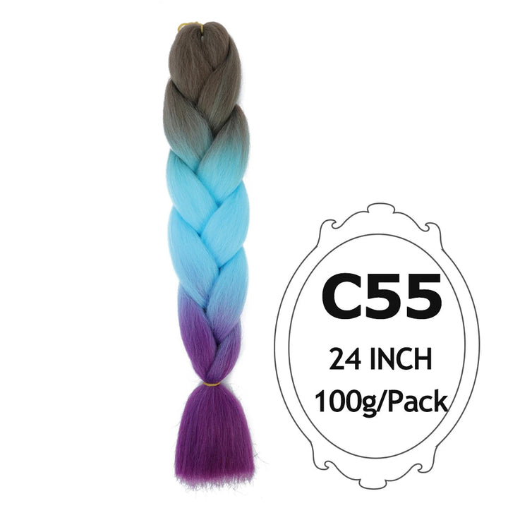 Ombre Braiding Hair 24 Inch – Colorful Jumbo Synthetic Braiding Hair Extensions for Women (Purple, Pink, White, Red, Blue)