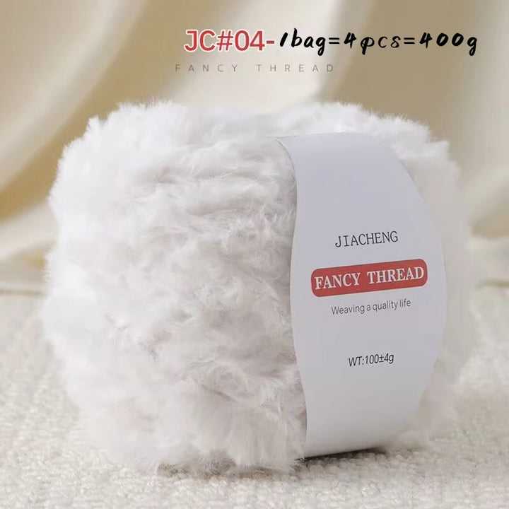 Imitation Fur Long-Haired Yarn – 400g Soft Beginner Knitting Yarn (4 Skeins Set)