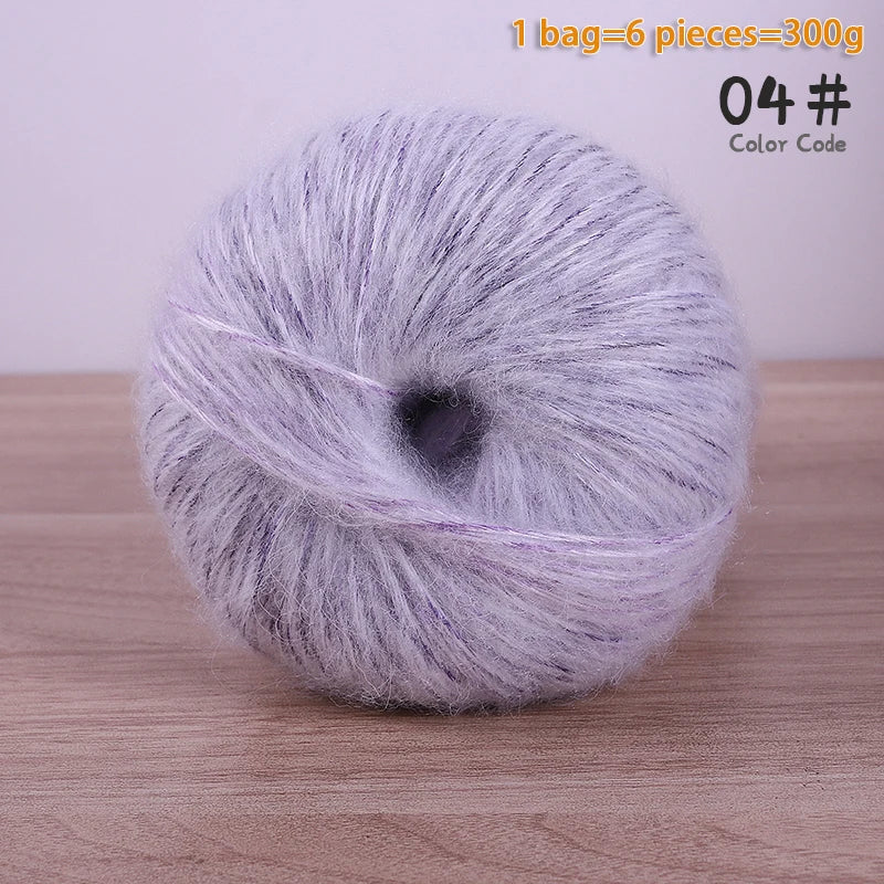 300g Gradient Alpaca Mohair Yarn Set (6 Pieces) – Soft Lightweight Knitting Yarn for Sweaters, Shawls, Hats & Scarves