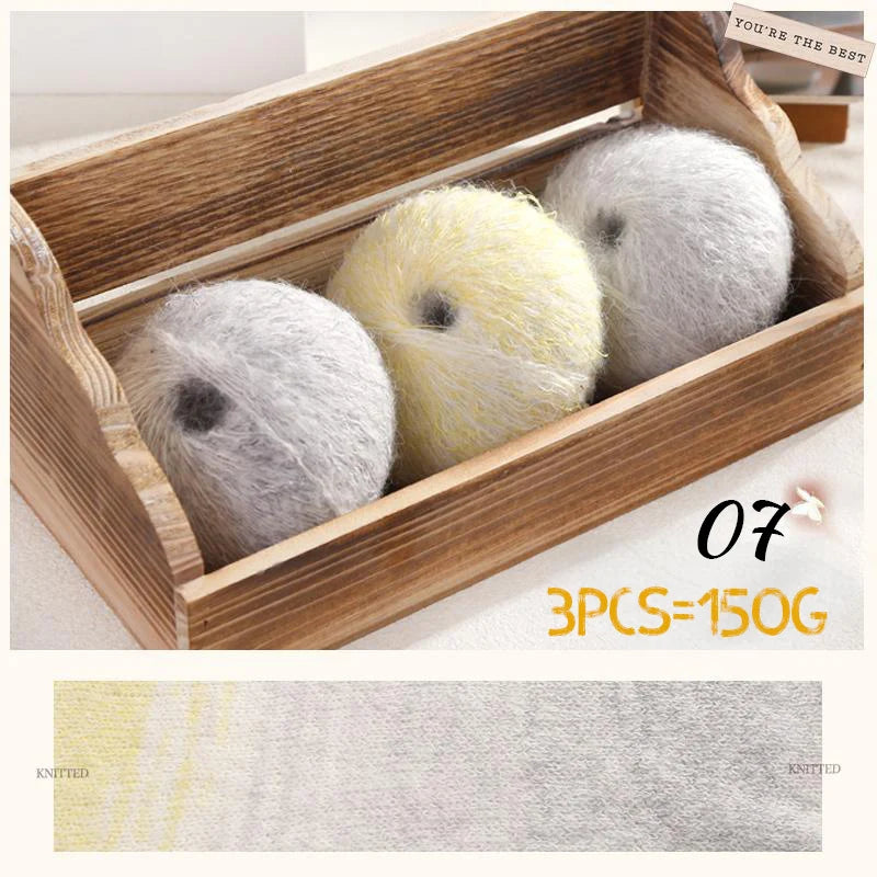 150g Premium Mohair Yarn – Tobacco Multi-Color Knitting Yarn (3 Pieces/Pack)