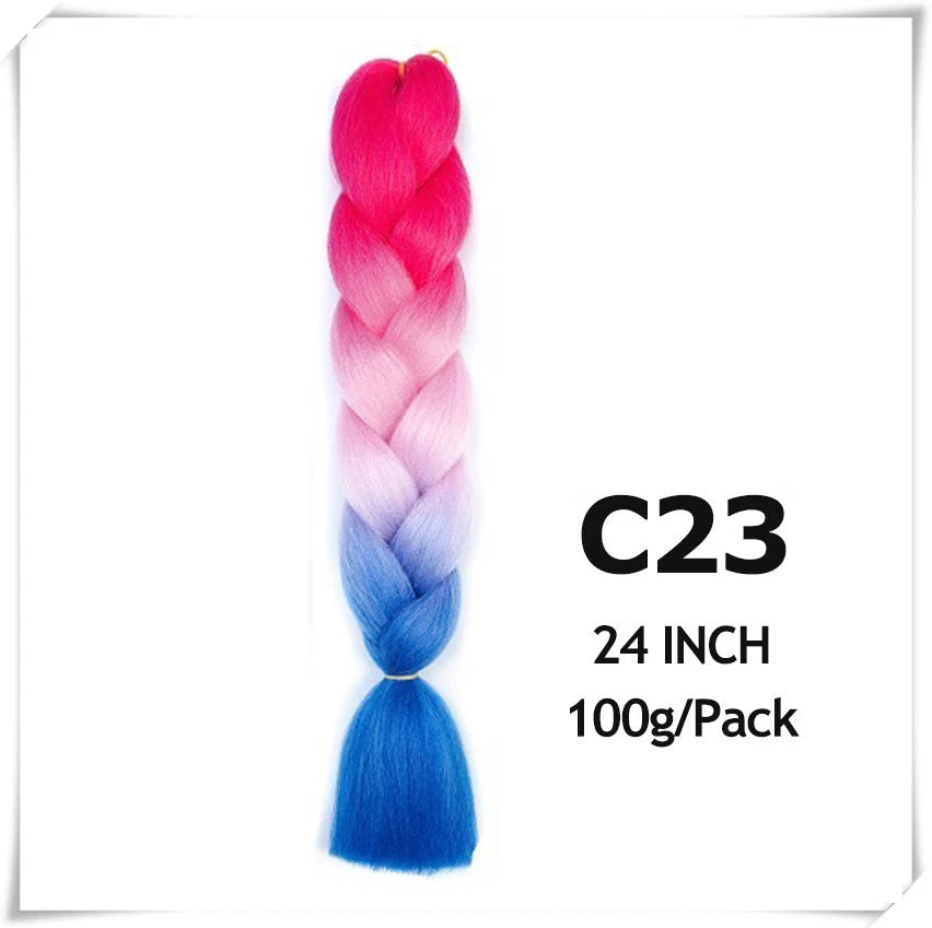 Pre-Stretched Jumbo Braiding Hair – 24 Inch Ombre Purple Synthetic Crochet Extensions for Women