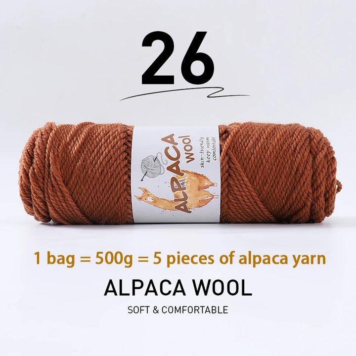 500g Thick Alpaca Wool Yarn Set (5 Skeins) – Soft Warm Knitting Yarn for Sweaters, Scarves, Hats & Winter Crafts