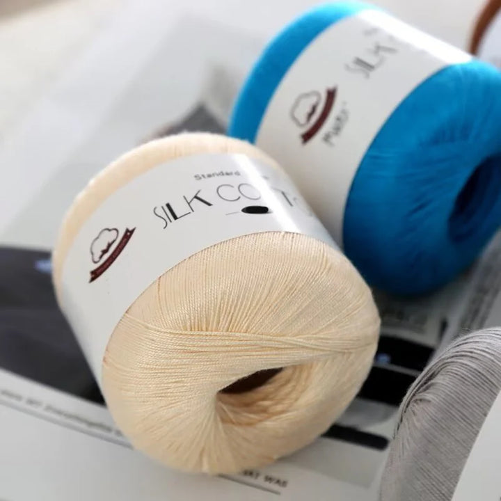 200g Pure Silk Cotton Thread – 100% Cotton Fine Yarn for Hand-Knitted Shawls, Sweaters & Hats