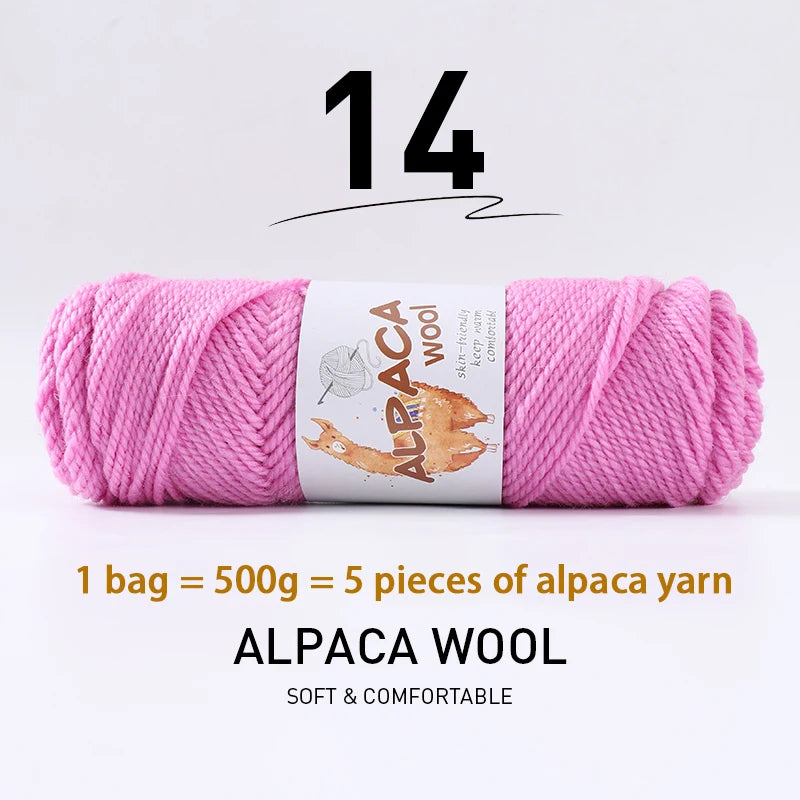 500g Thick Alpaca Wool Yarn Set (5 Skeins) – Soft Warm Knitting Yarn for Sweaters, Scarves, Hats & Winter Crafts
