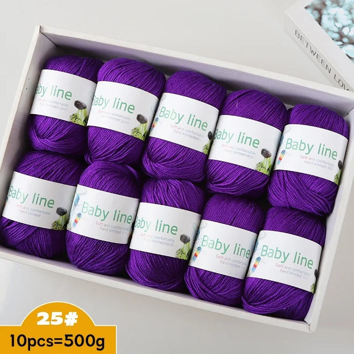 500g Soft Medium-Thick Knitting Yarn Set (10 Pieces) – Cozy Yarn for Sweaters, Hats, Scarves & Crochet Projects