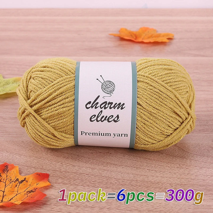 300g Multi-Color Acrylic Milk Yarn – Soft & Strong Knitting Yarn Balls (6 Pieces/Pack)