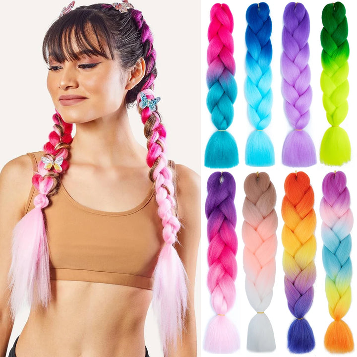 24” Synthetic Yaki Braids – Kanekalon Ombre Jumbo Braiding Hair Extensions 22