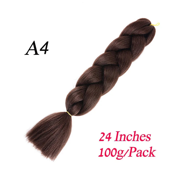 24 Inch Synthetic Ombre Jumbo Braiding Hair – DIY Braid Extensions for Women (Purple/Pink/Yellow/Red)