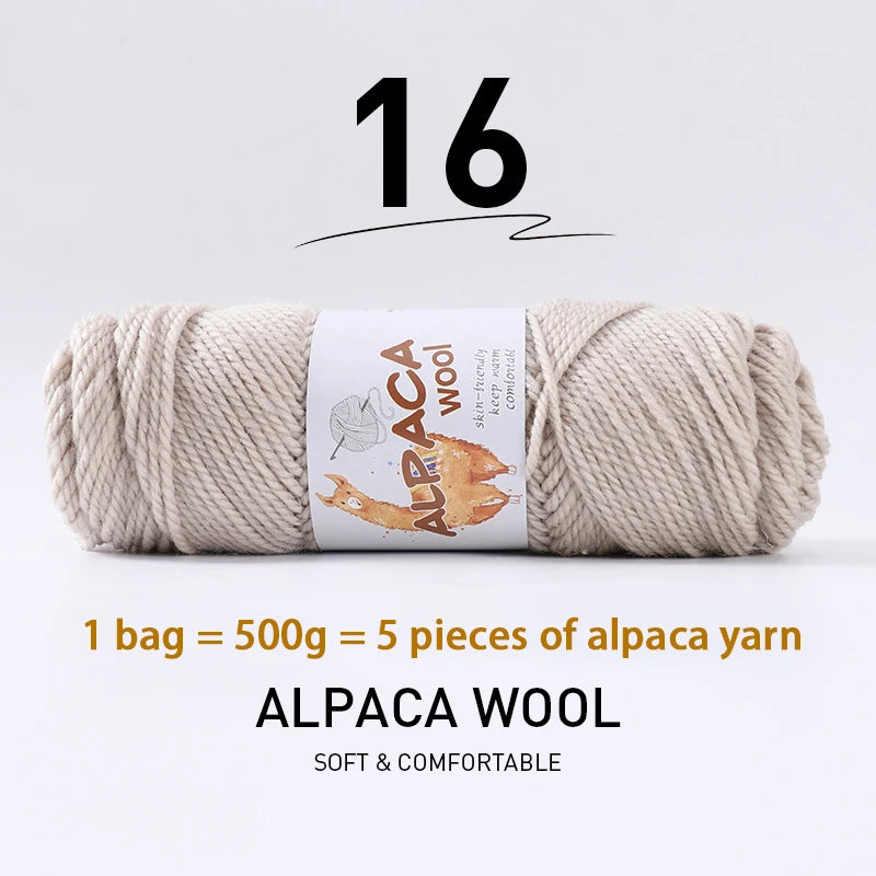500g Thick Alpaca Wool Yarn Set (5 Skeins) – Soft Warm Knitting Yarn for Sweaters, Scarves, Hats & Winter Crafts