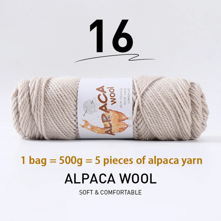 500g Thick Alpaca Wool Yarn Set (5 Skeins) – Soft Warm Knitting Yarn for Sweaters, Scarves, Hats & Winter Crafts