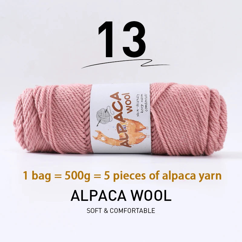 500g Thick Alpaca Wool Yarn Set (5 Skeins) – Soft Warm Knitting Yarn for Sweaters, Scarves, Hats & Winter Crafts
