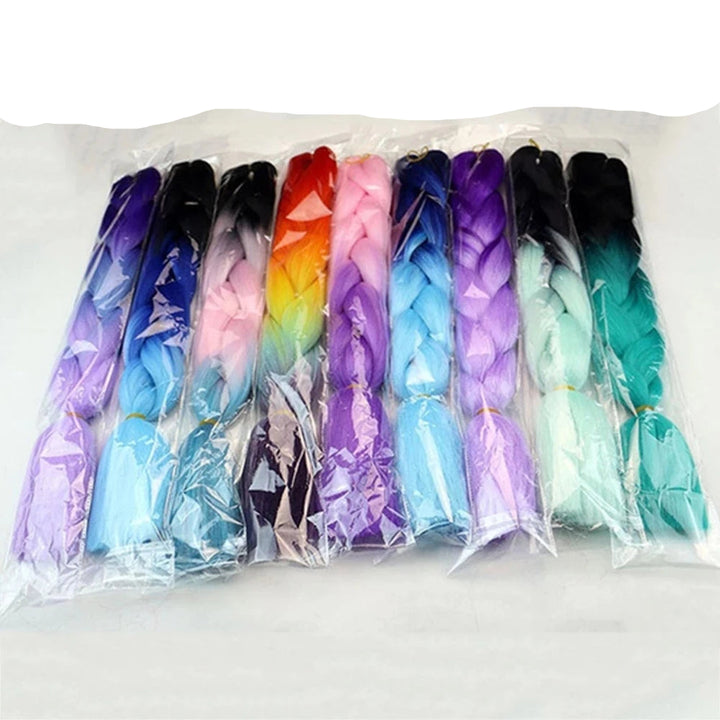 Ombre Braiding Hair 24 Inch – Colorful Jumbo Synthetic Braiding Hair Extensions for Women (Purple, Pink, White, Red, Blue)