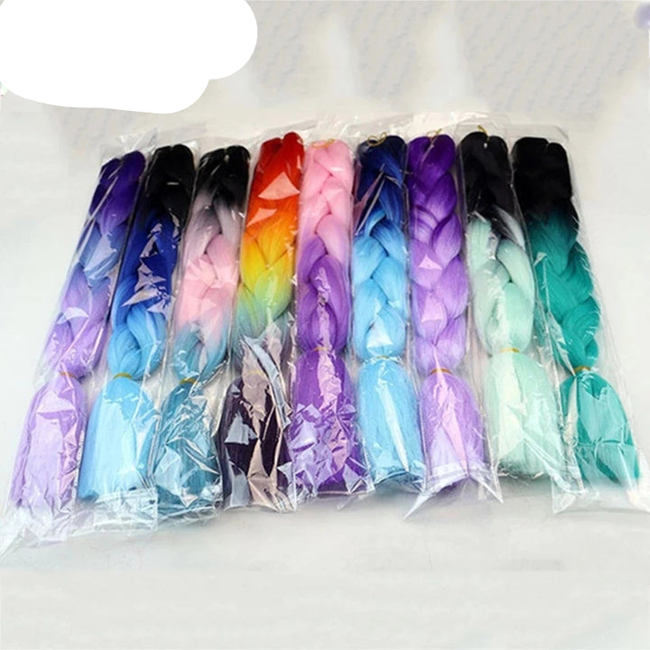 24" Pink Jumbo Braiding Hair – Yaki Texture Synthetic Bulk Extensions (Purple/Red/Green Options)